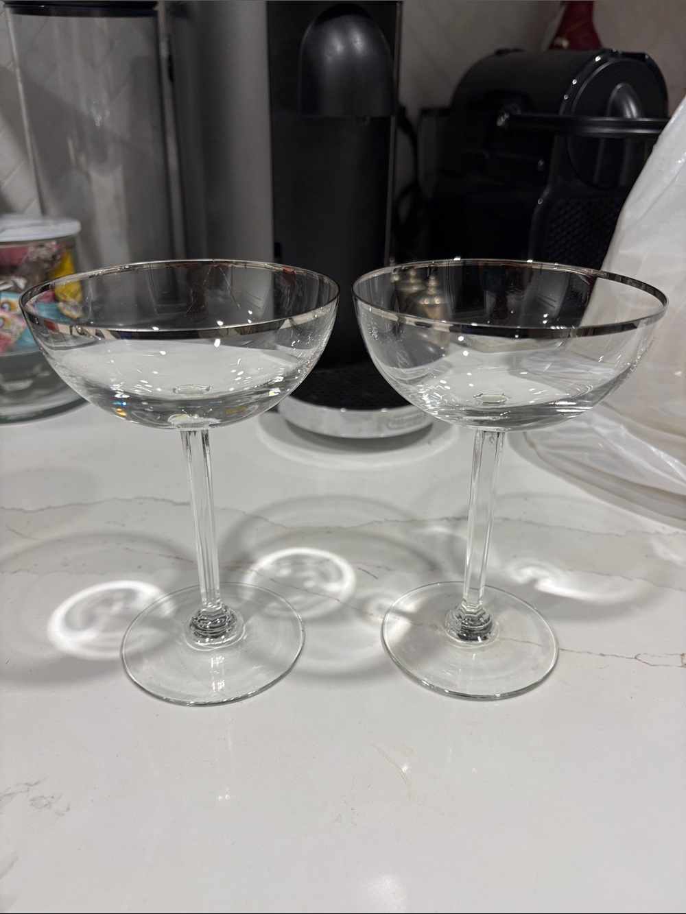 Vintage silver and Crystal Coupe Glasses -please see description (AS IS)